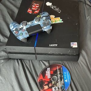 Sony PlayStation Console with Blue Camouflage Controller